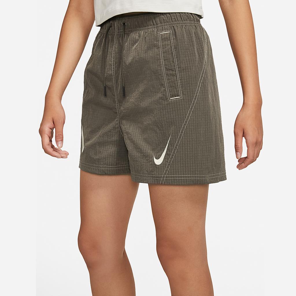 Nike Sportswear Swoosh Casual Breathable Drawstring Shorts Women Bottoms Brown DD5593-004