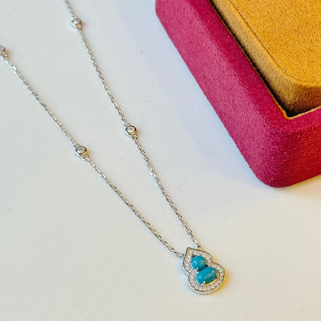 New Vintage 100% Pure 925 Sterling Silver Necklaces Pave Aaa Zircconia Gourd Shape Pendant For Women Luxury Design  Fine Jewelry