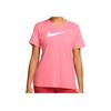 Nike Dámské sportovní prodyšné tričko s krátkým rukávem a kulatým výstřihem s potiskem pevného loga Swoosh, ležérní na běhání, broskvové DJ0931-668