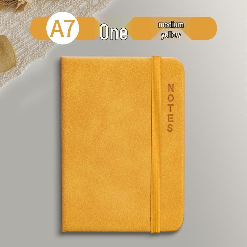 Sijin A7 Leather Hardbound Notebook with Elastic Band - Portable Pocket Planner for On-the-Go Note-Taking