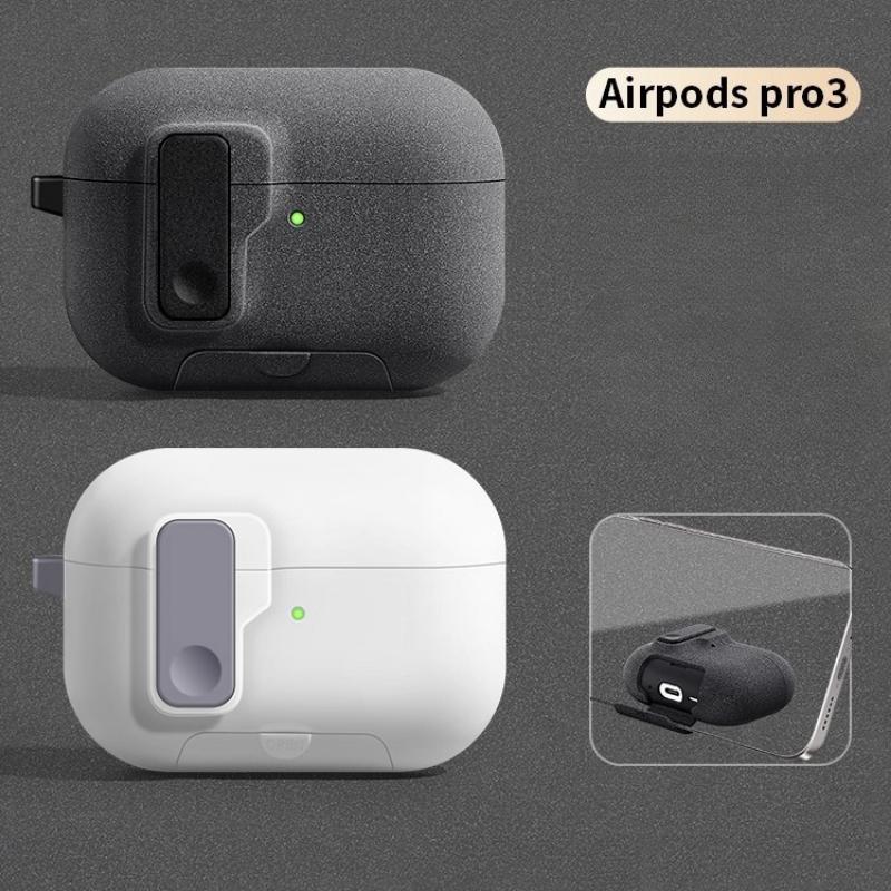 New For AirPods Pro 3 Phone Stand Case Cover Magnetic Auto Lock TPU Shockproof Protective Sleeve With Hook for AirPods Pro3