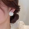 White Camellia Flower Stud Earrings Trendy White Camellia Flower Ear Studs Simple Flower Earrings Ear Decoration