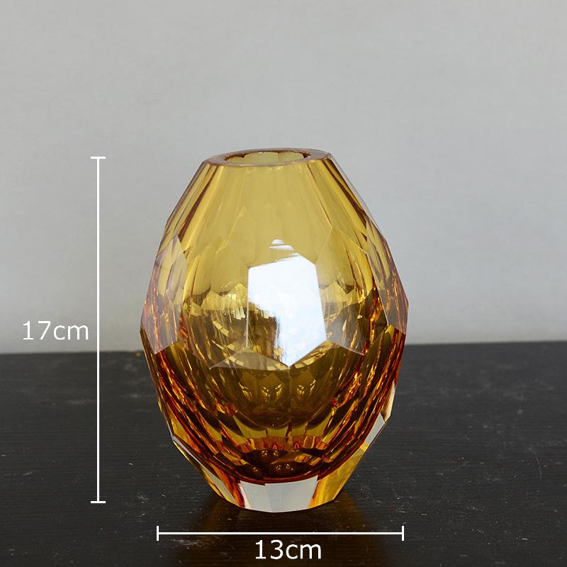 Amber Colored Glass Vase Transparent Glass Flower Pots Desk Decoration Flowers Arrangement Floral Vases Room Aesthetic Decor
