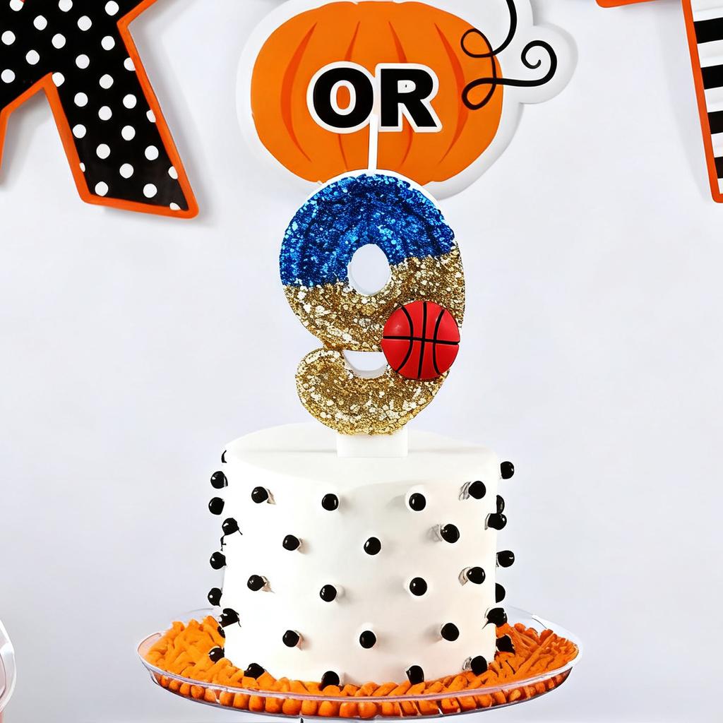 Birthday Candle Number 0-9 Red Blue Cake Candle with Red Basketball,Birthday Party Kids Adults Anniversary Celebrations Supplies