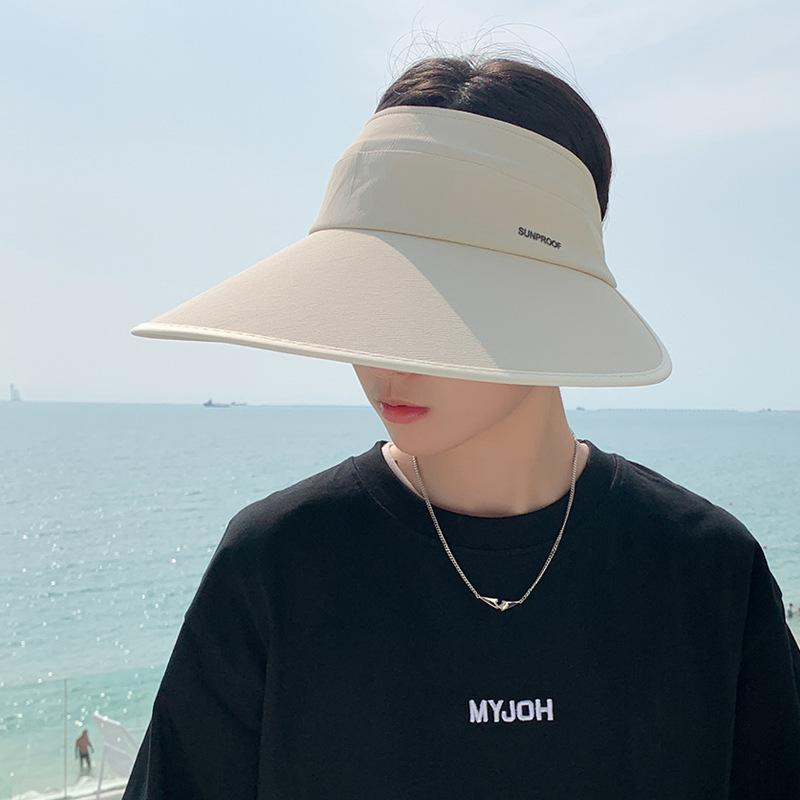 8438 Summer Vinyl Eaves Sunshade Sunscreen Hat Men's Outdoor Sports Face Cover Foldable Empty Top Sun Hat