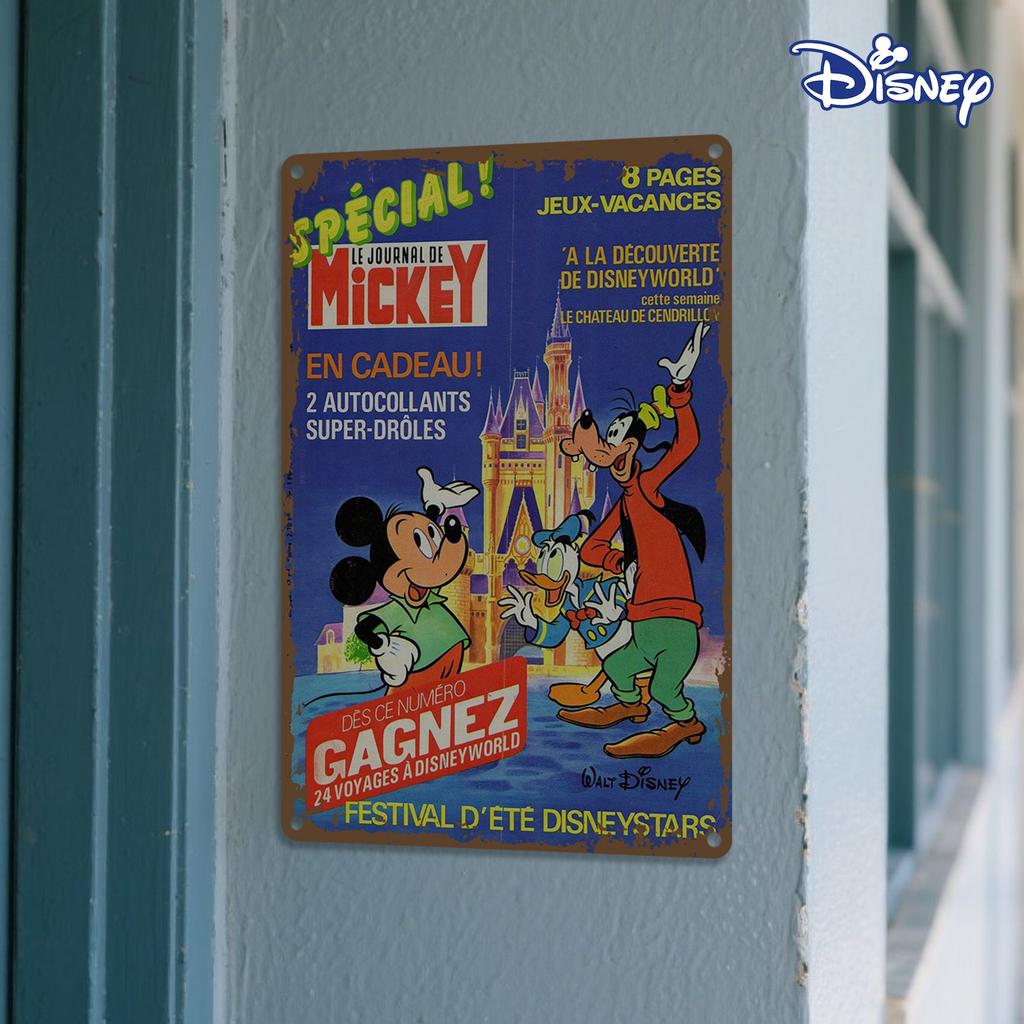 1pc Disney Vintage Metal Tin Sign - Mickey & Friends At Disneyland Paris Retro Wall Art, 20.32x30.48 Cm Iron Decorative Plaque F