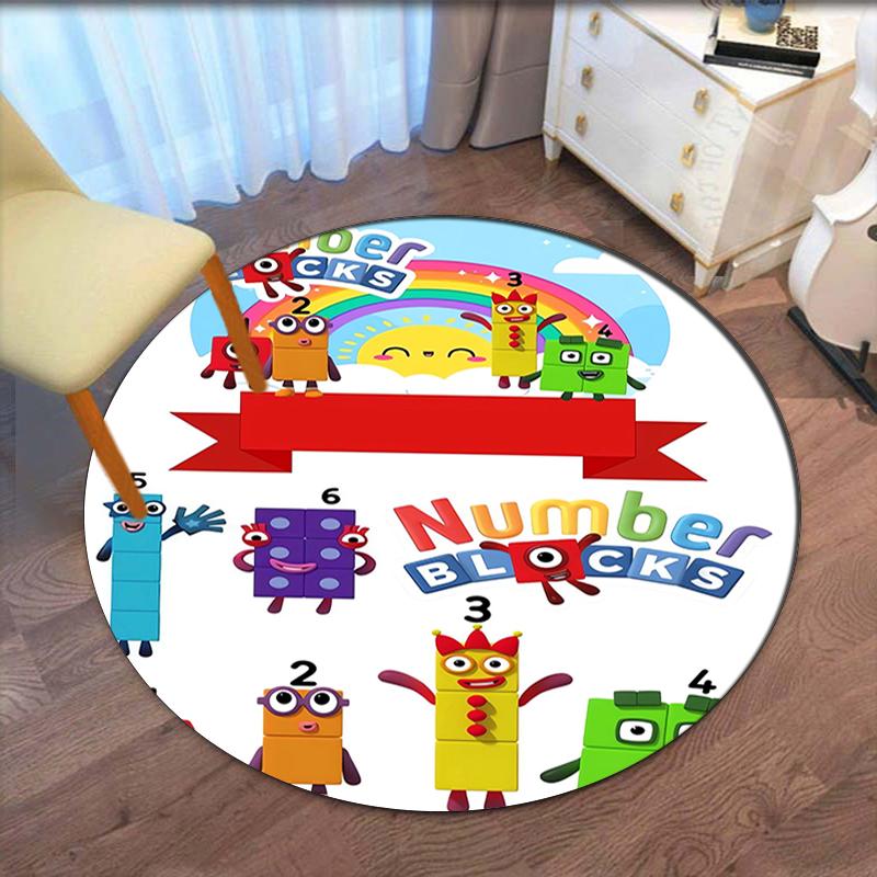Numberblocks Printed Round Rug Carpet Chair Rug Area Rug Entryway Doormats,for Office Chair Living Room Bedroom Kitchen Room.