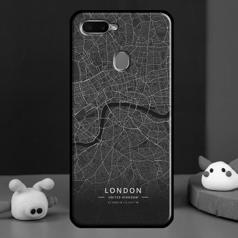 Ins Travel Country Sketch City Map Case For Oppo A98 A78 A58 A15 A16 A17 A5 A9 A91 A52 A72 A76 A96 A74 A94 A54 S A57 A77 Cover OPPO A9 2020