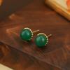 Banyan Tree S925 Silver Chinese Agate Earrings – Retro, Elegant, and Simple Design for Women