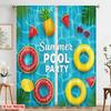 2pcs 2D Flat Printing Curtains Summer Pool Party Pineapple 100% Polyester Without Electricity Festive Wall Decor Perfect for