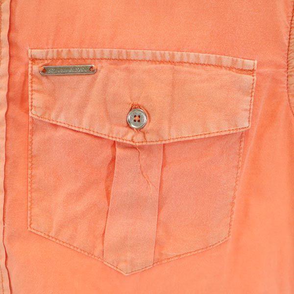 Emporio Armani Short Sleeve Full Zip Button Down Shirt S Orange Series Men's Used