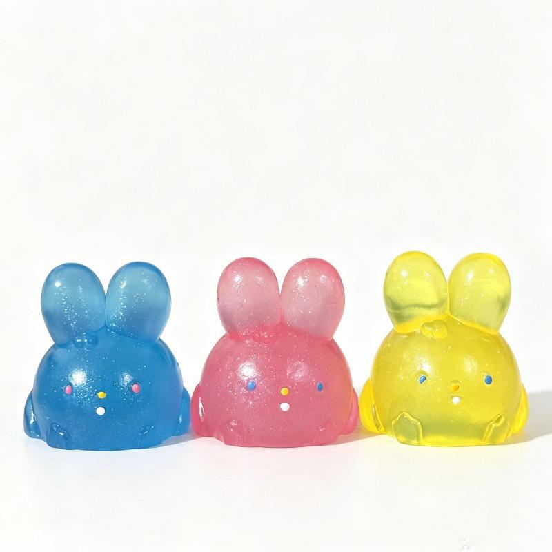Needoh Jelly Hops Glitter Rabbit Tpr Squeeze Ball Safety Colorful Knead Anxiety Relief Adhd Fidget Toy Desktop Healing Ornament