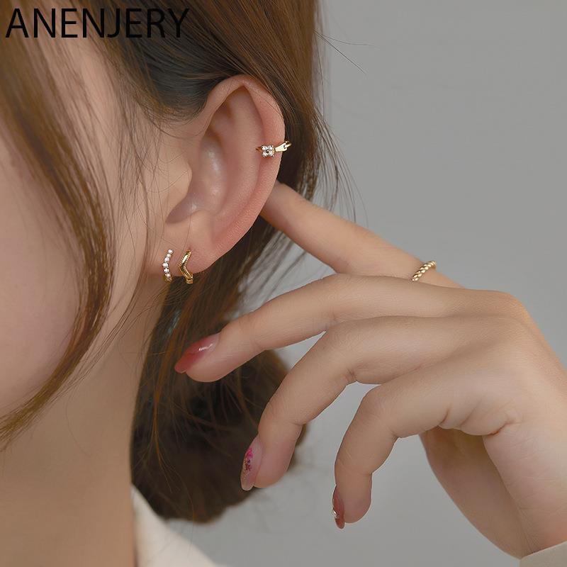 Small Shiny Zircon Geometric Flower Hoop Earrings For Women Girls Party Jewelry
