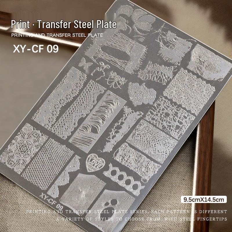 Nail Art Stamping Plate: Lace, Butterfly, Floral, French, Gingham, Leopard, Fireworks, Snake Patterns
