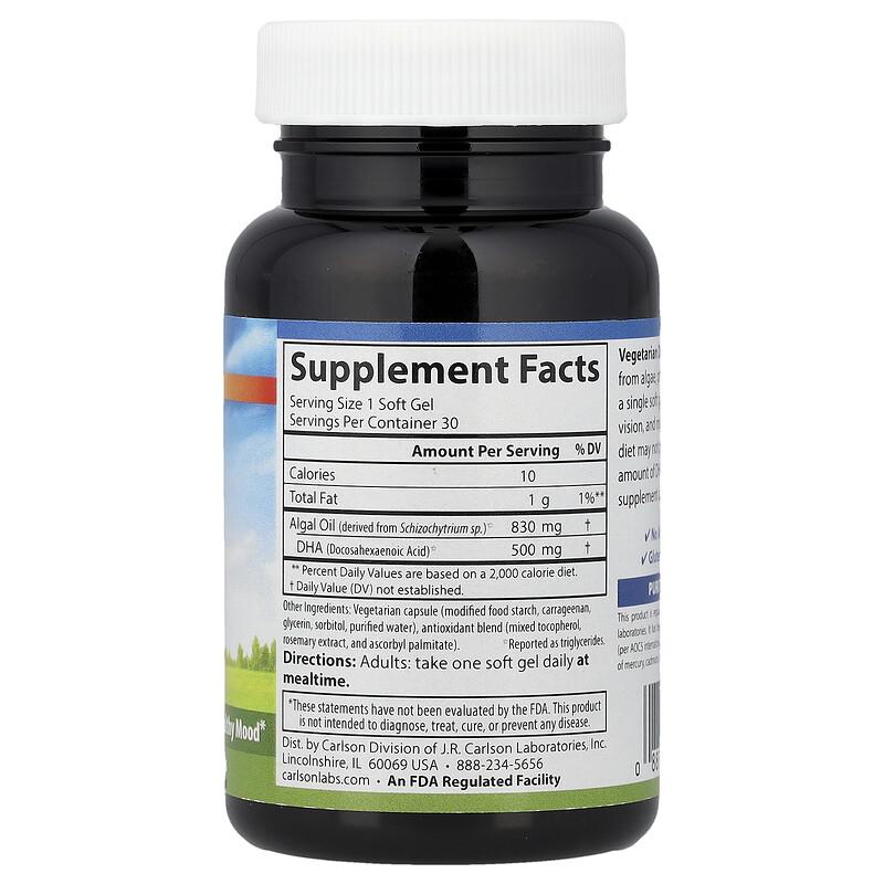 Vegetarian DHA, 500 Mg, 30 Vegetarian Soft Gels