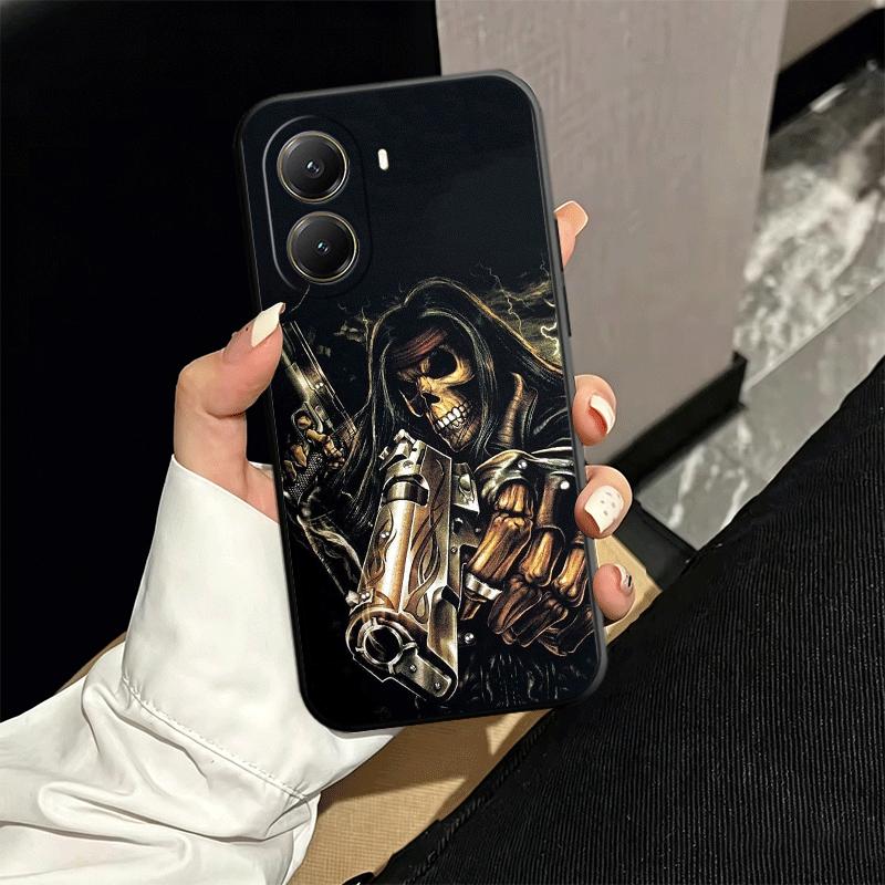 

Reaper Skull Skeleton Gun Soft Phone Case for Xiaomi Poco X5 X6 X7 X8 Pro Max X3 F7 F8 Ultra M8 M7 M6 M5 Redmi 15 15C 14C 13C 12 Xiaomi Poco X5