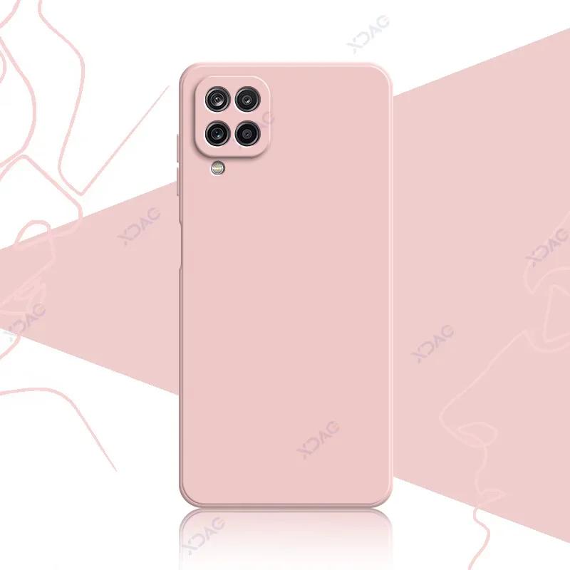

Модный чехол для телефона Samsung Galaxy A12 A22 4G 5G SamsungA12 SamsungA22 квадратный жидкий силиконовый мягкий задний чехол-щиток Samsung A12 розовый
