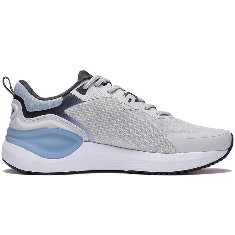 New LiNing Slip Resistant, Abrasion Resistant, Breathable Low Top Running Shoes Men's Gray White Blue ARST081-5