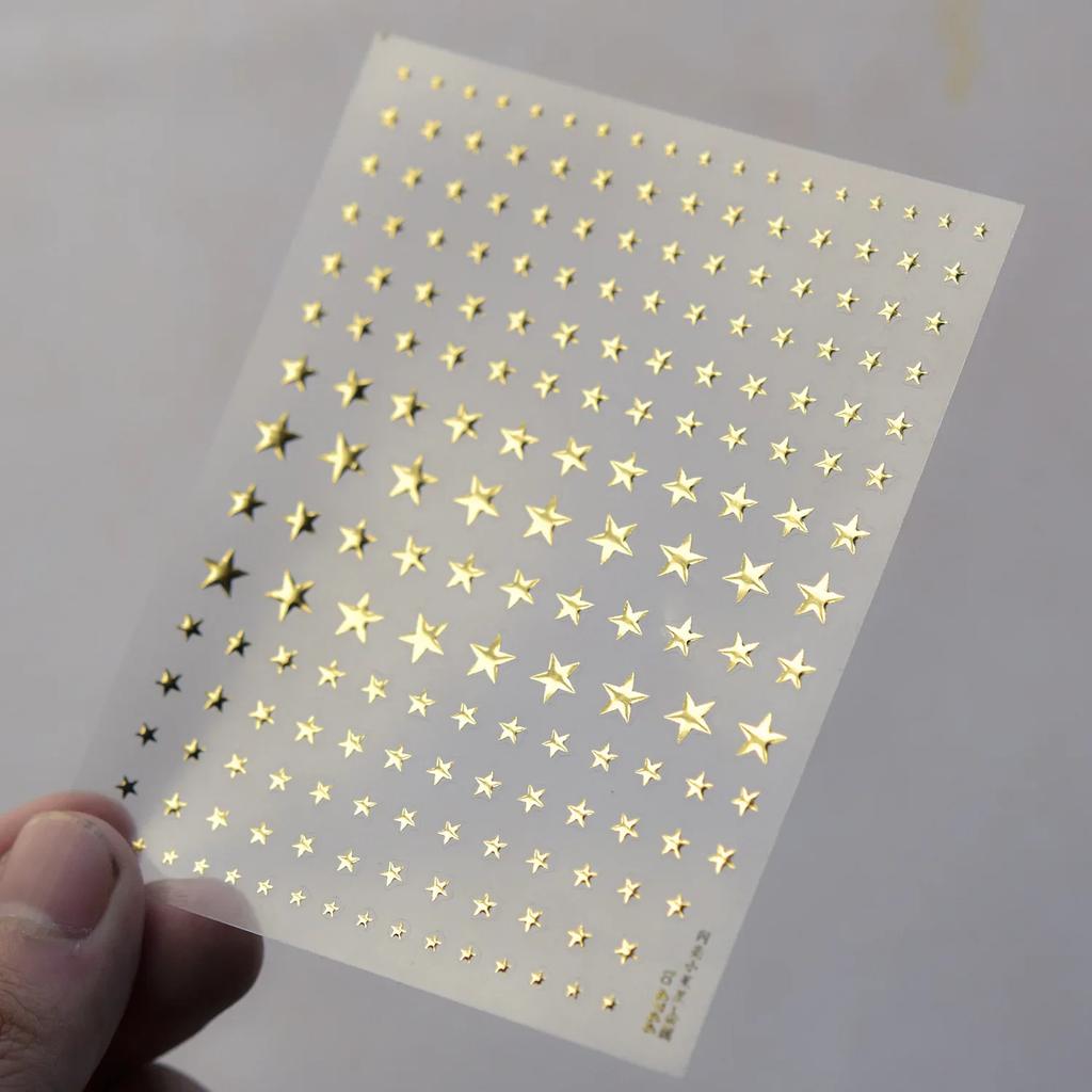 Gold Silver Love Star Moon Geometric Lines Necklace Stamping Retro Soft Self Adhesive Nail Art Sticker Manicure Decal