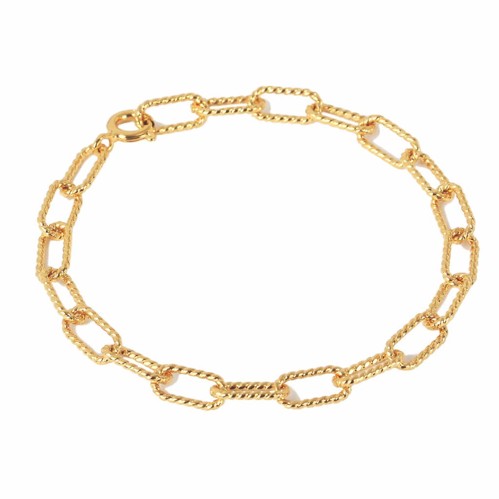 Mezmic Stone Collection Yellow Gold Rectangular Chain 925 Sterling Silver Bracelet