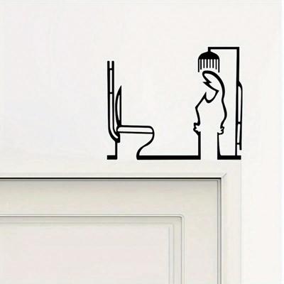Black Metal Minimalist Bathroom Door Decor La Linea Art Easy Installation Home Decor