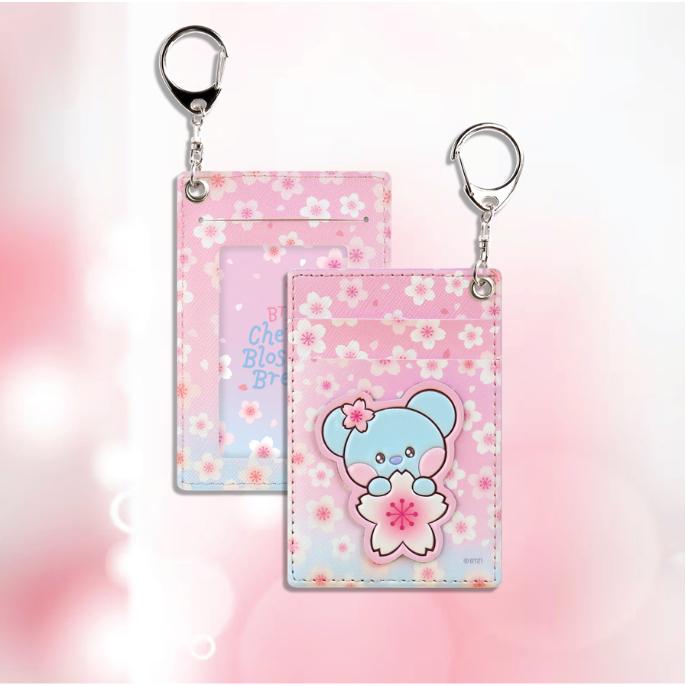 BTS BT21 Official Minini PU Leather Patch Card Holder CHEERY BLOSSOM Authentic