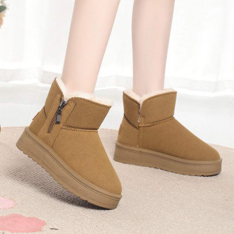 Thick-soled snow boots women's 2025 new winter warm cotton boots piled thickened snow short boots Northeast cotton shoes