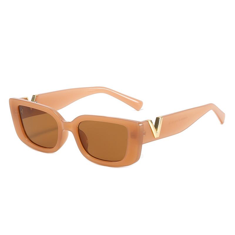 New Sunglasses Metal V Square Fashion Sunglasses Lady Retro Street Po Candy Colored Glasses Ins