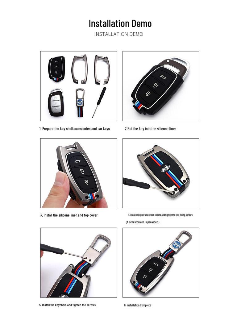 Hyundai Key Case for ix35, Elantra, Langdong, Mingtu, ix25, Sonata - Men's Car-Specific Shell with Buckle