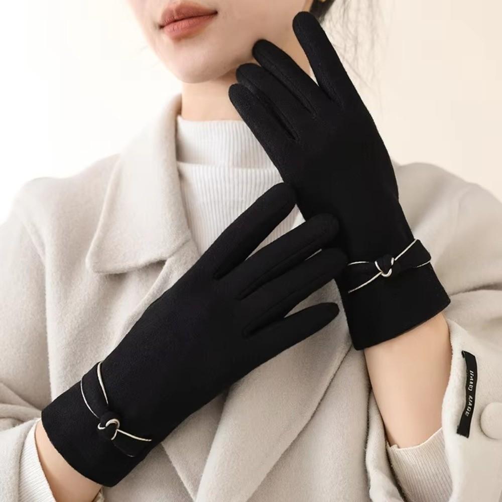 Velvet Lined Women Winter Gloves Thickened Touch Screen Gloves for Winter Use