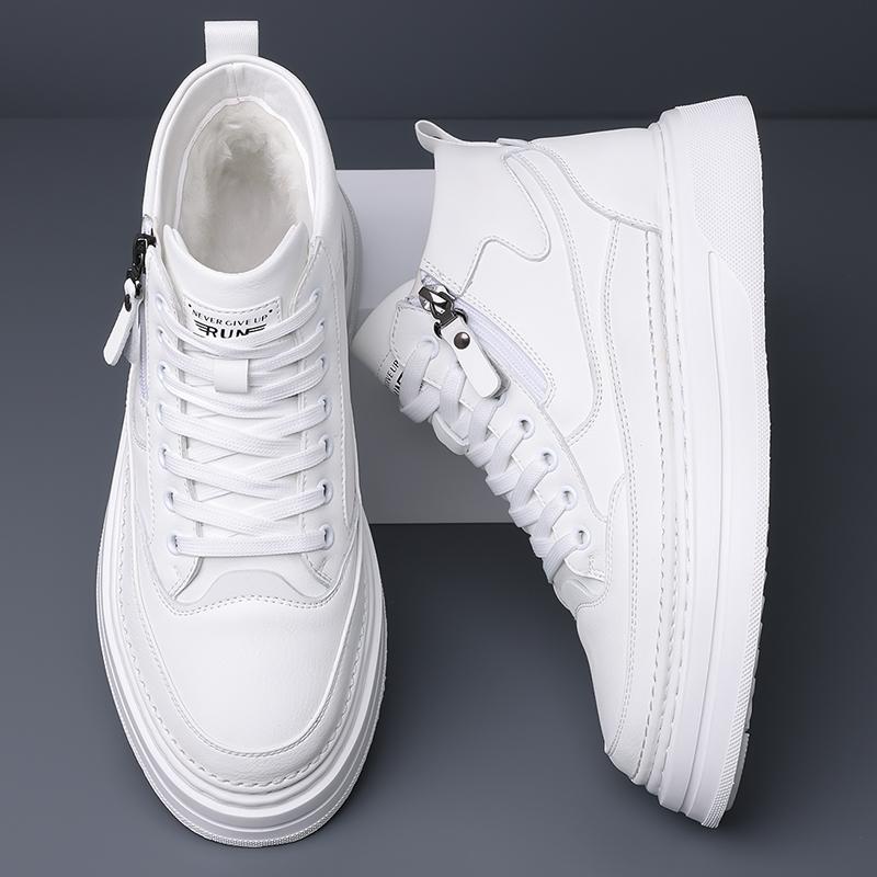 Fashion New Arrival Genuine Leather Men Snow Boots Winter Anti Slip Plush High Top Shoes Soft Warm MaleAnkle Boots Lace Up Outdoor Botas