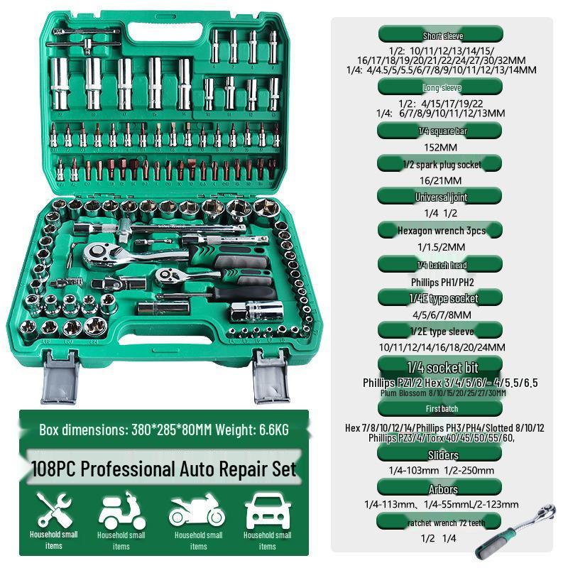 Comprehensive Car Mechanical Repair Tool Set with Socket Wrench