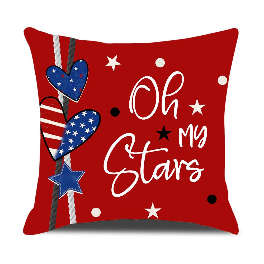 Independence Day Party Ornament Pillow Cover Star Letter Outdoor Pillow Cover Event Cushion Print Pillowcase Premium