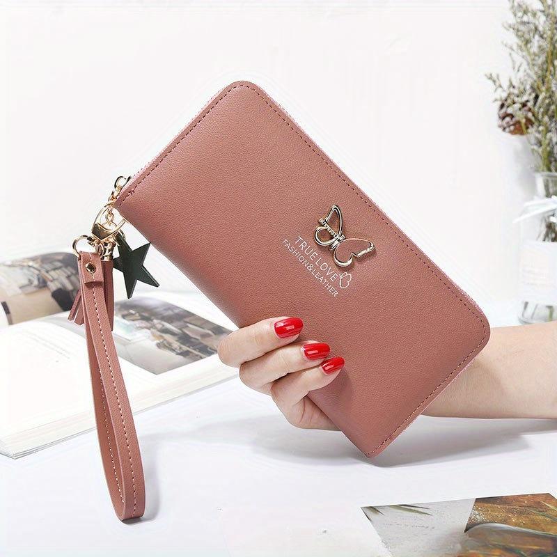 Schmetterling Lang Großes Fassungsvermögen Einzelner Reißverschluss Multifunktional Mode Koreanischer Stil Geldbörse mit Mehreren Kartenfächern Kunstleder Münzbörse Handtasche
