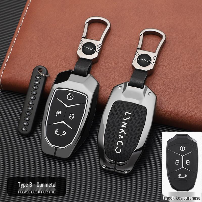 Fits 2018-2022 Lynk & Co Cars: Key Cover for 03, 02 Old Model, and 01 - Men's Metal Protective Shell with Buckle.