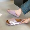 Fashion 2025 Spring and Summer New Women's Open-toe Slippers Slip-on Lazy Slippers Retro Platform Flip-flops