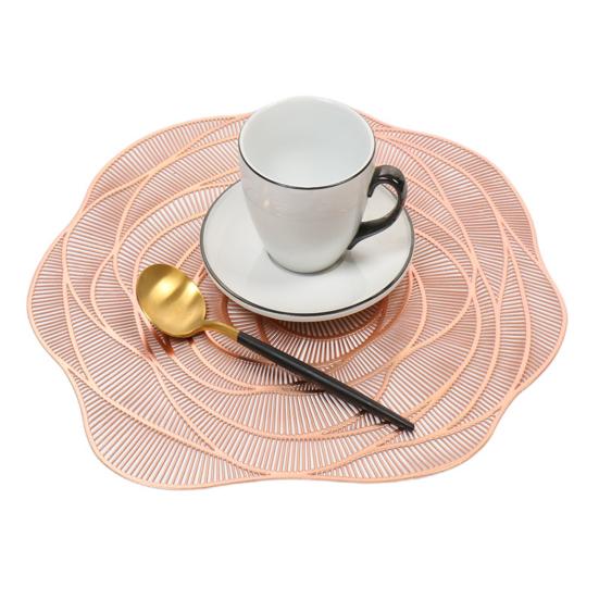 Rose Placemat Anti-scald Heat-Resistant Non-slip Waterproof Heat Insulation PVC Dishwasher Safe Dining Table Decoration