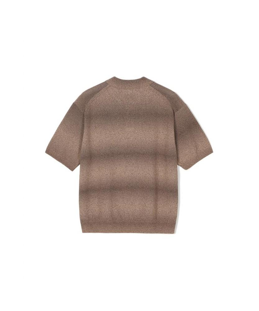 NOTIG Cotton Blend Space Dyed Collared Knit Brown_Oks3Swts101W1