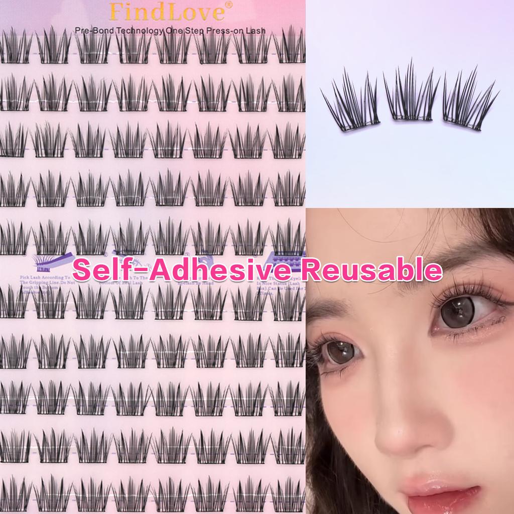Brown Lashes New Type 10 Rows Glue Free Lashes Easy Application Eyelashes Reusable Lash Clusters with No Glue Needed