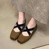 Chaussures de ballet rétro niche à brides croisées 2025 automne nouveau talon compensé intérieur bout carré décolleté Mary Jane chaussures simples femmes