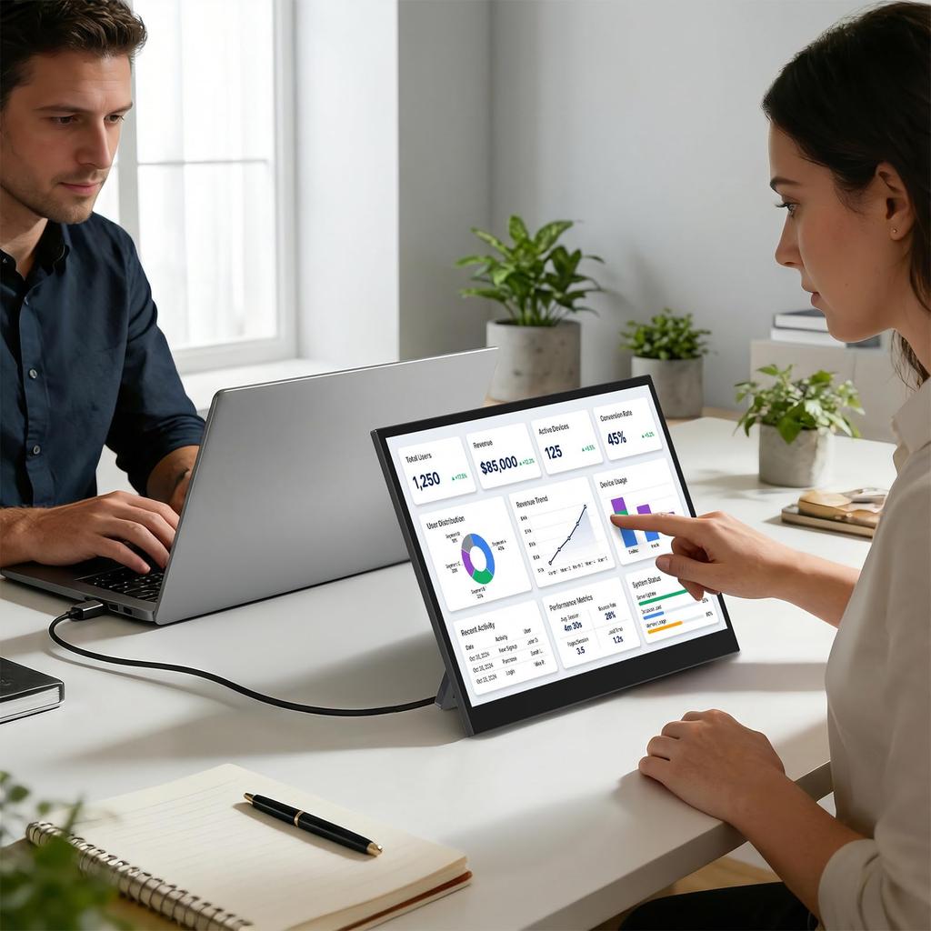 Mobile 1920x1200 IPS Portable Integrated Dual Compatible with and Game Travel Monitor 17.5-inch Touch-Enabled Monitor, 1610 Display, USB-C/HDMI