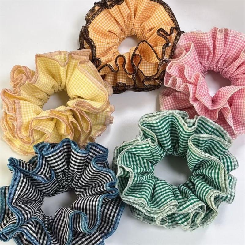 Checkered Pattern Hair Band Women Elastic Hair Tie Elegant Durability Hairband for Everyday Wear