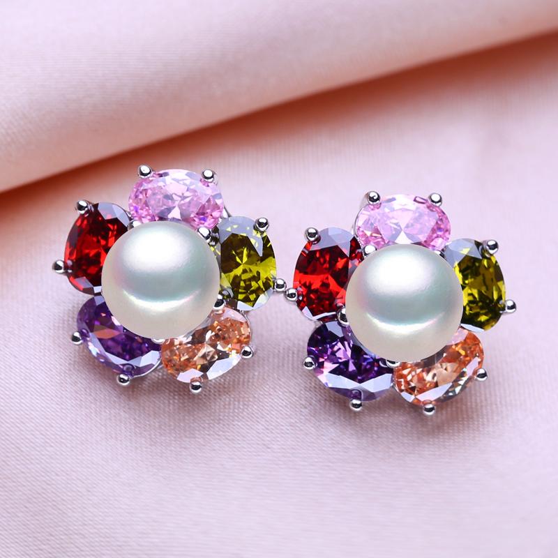 

СЕРЬГИ SENIKO 8-9 мм из натурального пресноводного жемчуга, геометрический дизайн, модные серьги-цветы с кубическим цирконием для женщин и девушек, подарок A