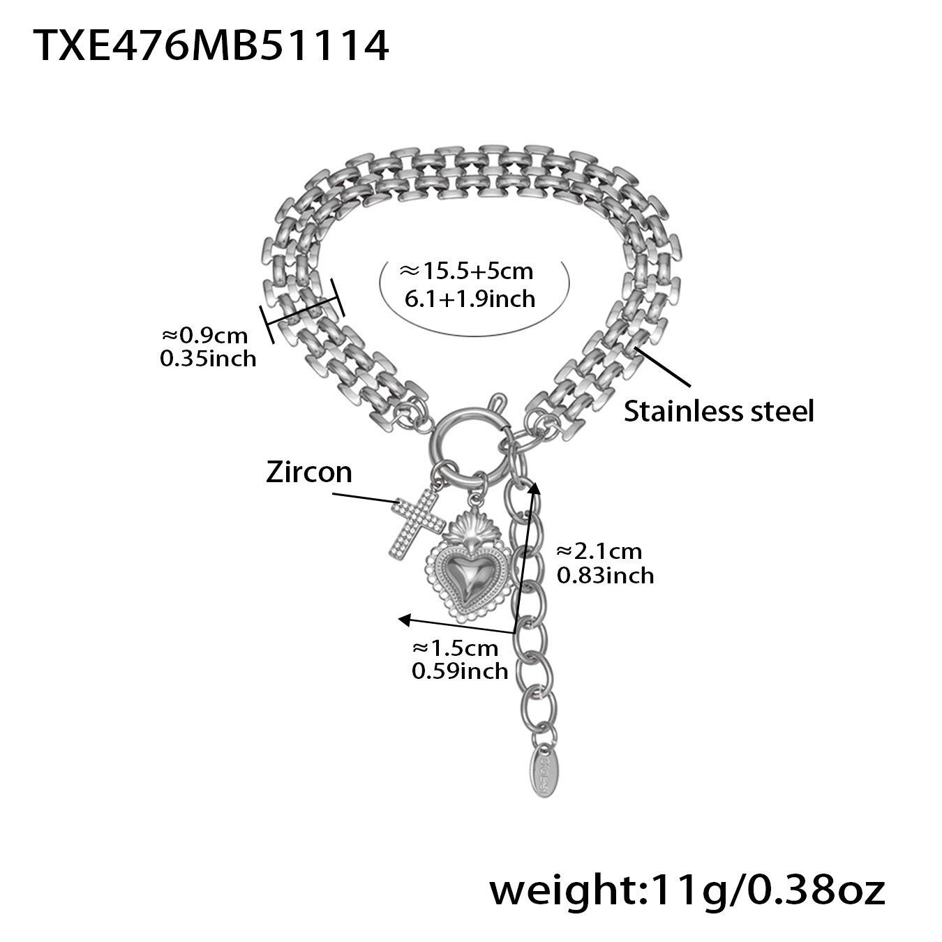 Qiong Yao Gold-Plated Zircon Heart Bracelet with Full Diamond Collarbone Chain