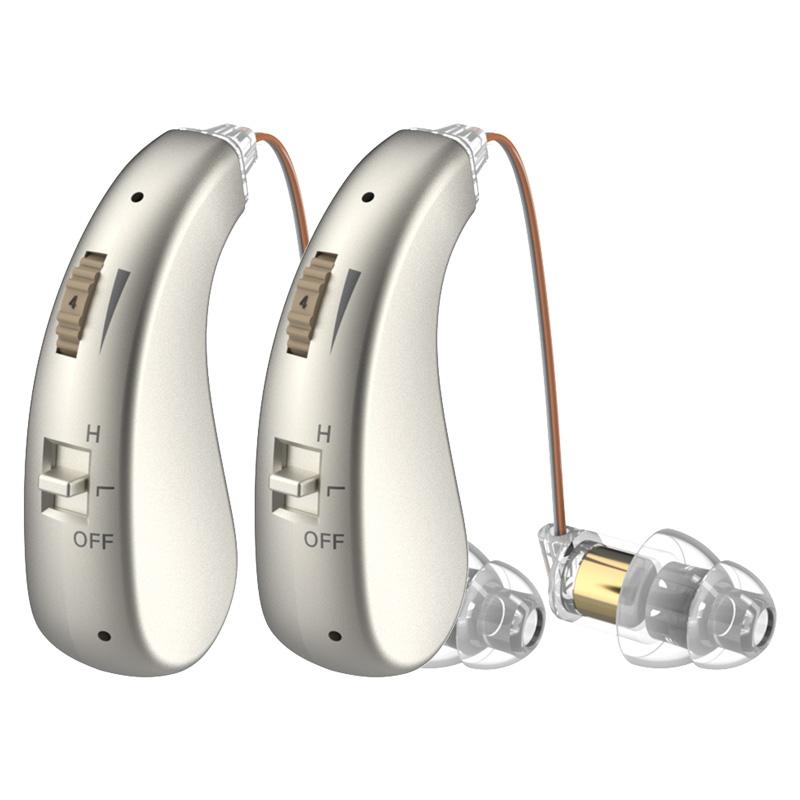 

2 sets of mini elderly digital hearing aids earphones portable amplifiers rechargeable and adjustable amplifiers for the elderly серебряный