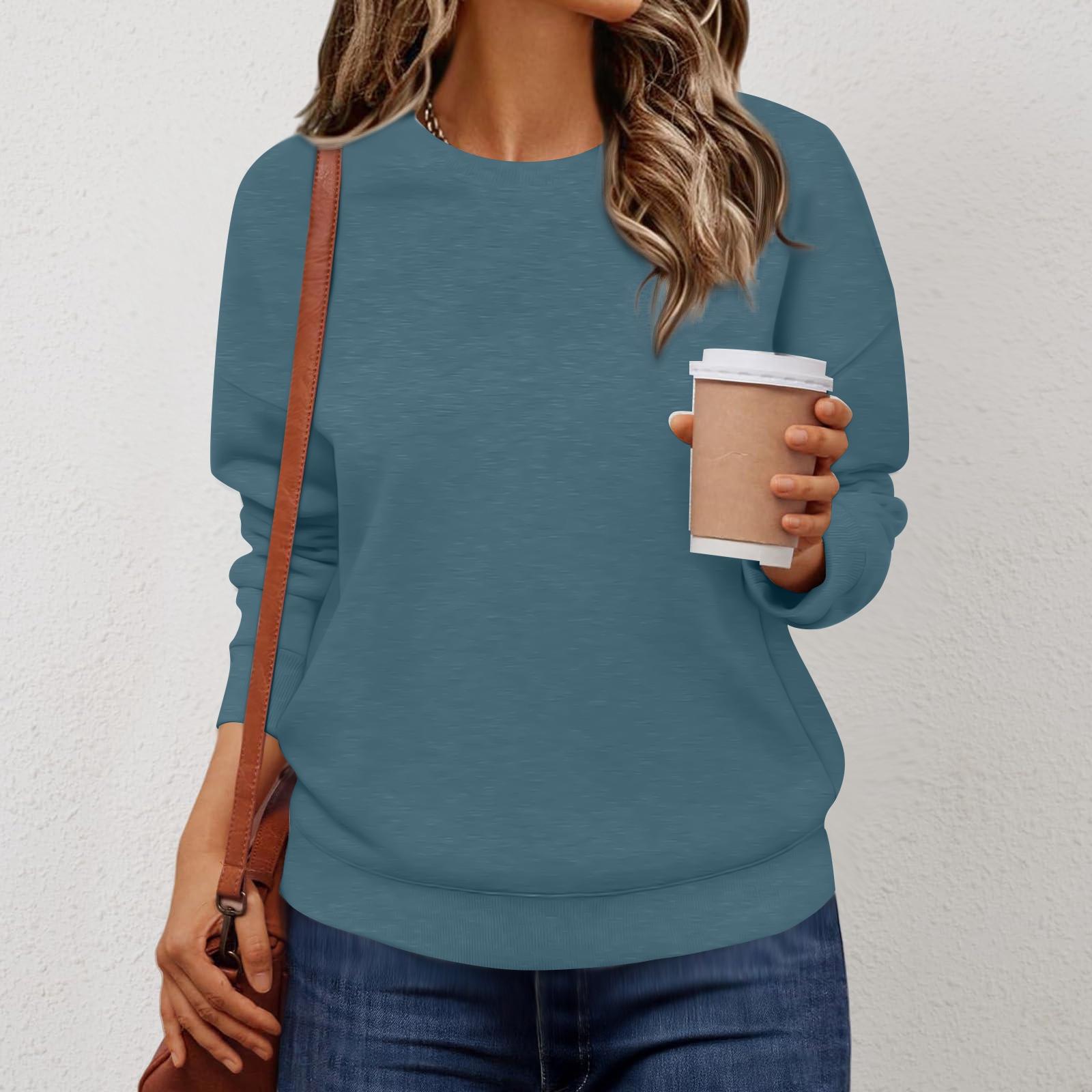 

Женская модная толстовка с длинными рукавами однотонной расцветки M синий