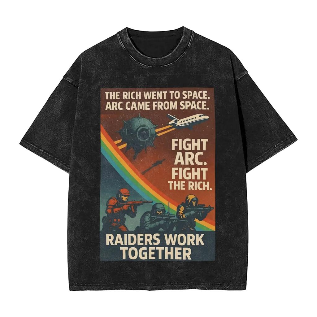 New Arc Raiders Game Peripherals Graphic Print TShirts Unisex Women Retro Washed Cotton Tees Loose Oversized Unisex Fashion Tops