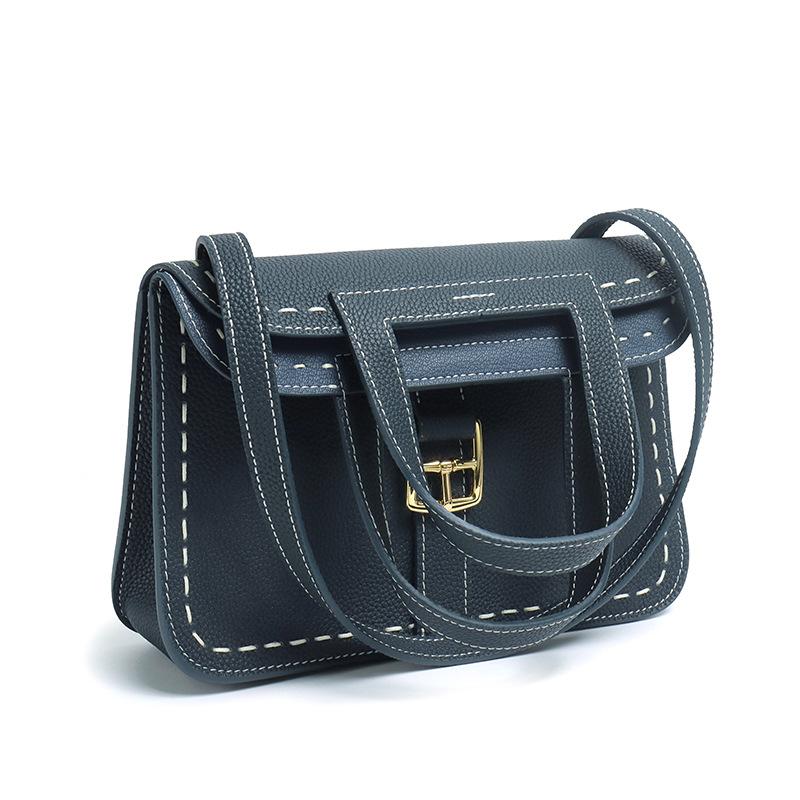 The First Layer Of Cowhide, Hazan Bag, Fashionable Commuter Hand-Held Briefcase, Genuine Leather, Shoulder Crossbody, Women'S Changeable Horseshoe Bag