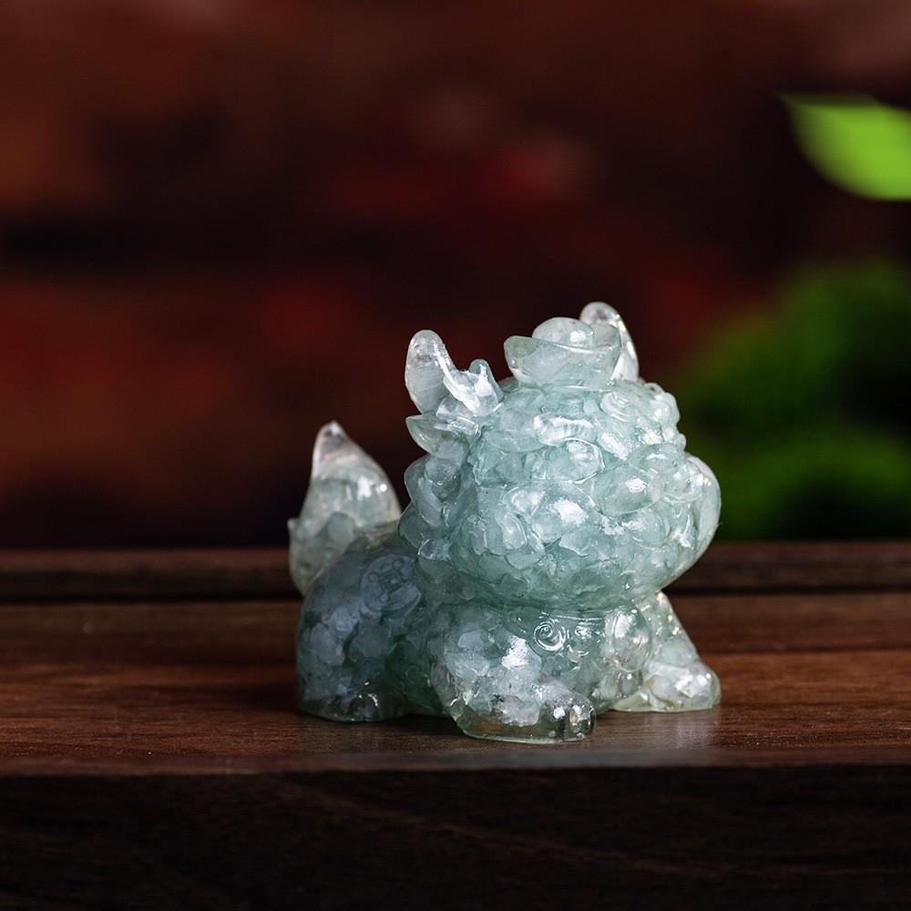 Natural Crystal Resin Animal Figurine With Stone Decor For Home Office Gift