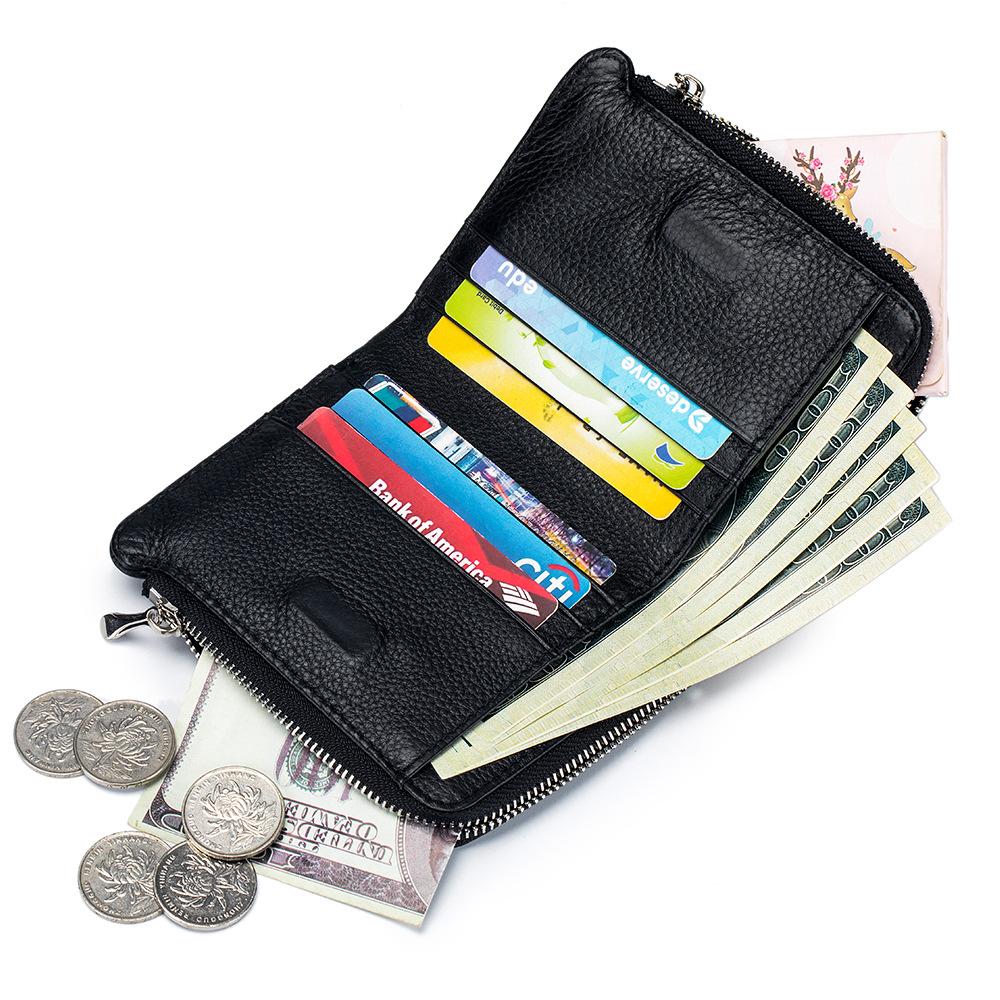 Short wallet large capacity men's and women's new soft leather fashion wallet double zipper change bag multi-function card bag